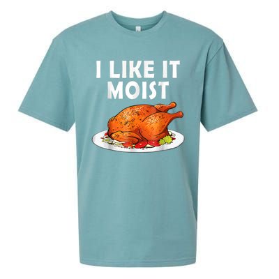 I Like It Moist Funny Thanksgiving Costume Turkey Sueded Cloud Jersey T-Shirt