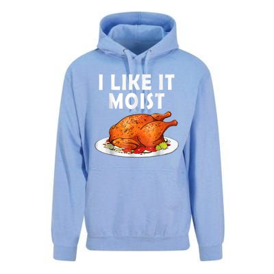 I Like It Moist Funny Thanksgiving Costume Turkey Unisex Surf Hoodie