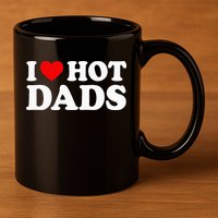 I Love I Heart Hot Dads 11oz C Handle Ceramic Mug
