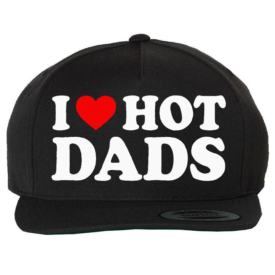 I Love I Heart Hot Dads Wool Snapback Cap