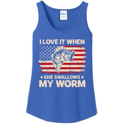 I Love It When She Swallows My Worm Vintage Usa Flag Funny Gift Ladies Essential Tank