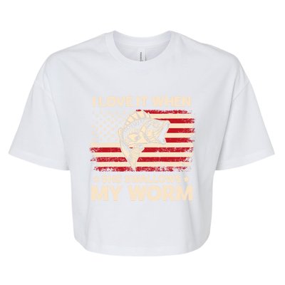 I Love It When She Swallows My Worm Vintage Usa Flag Funny Gift Bella+Canvas Jersey Crop Tee