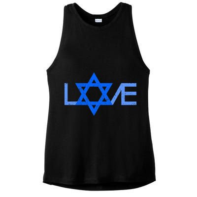 I Love Israel Jewish Star of David Gift for Jew Friend  Ladies PosiCharge Tri-Blend Wicking Tank
