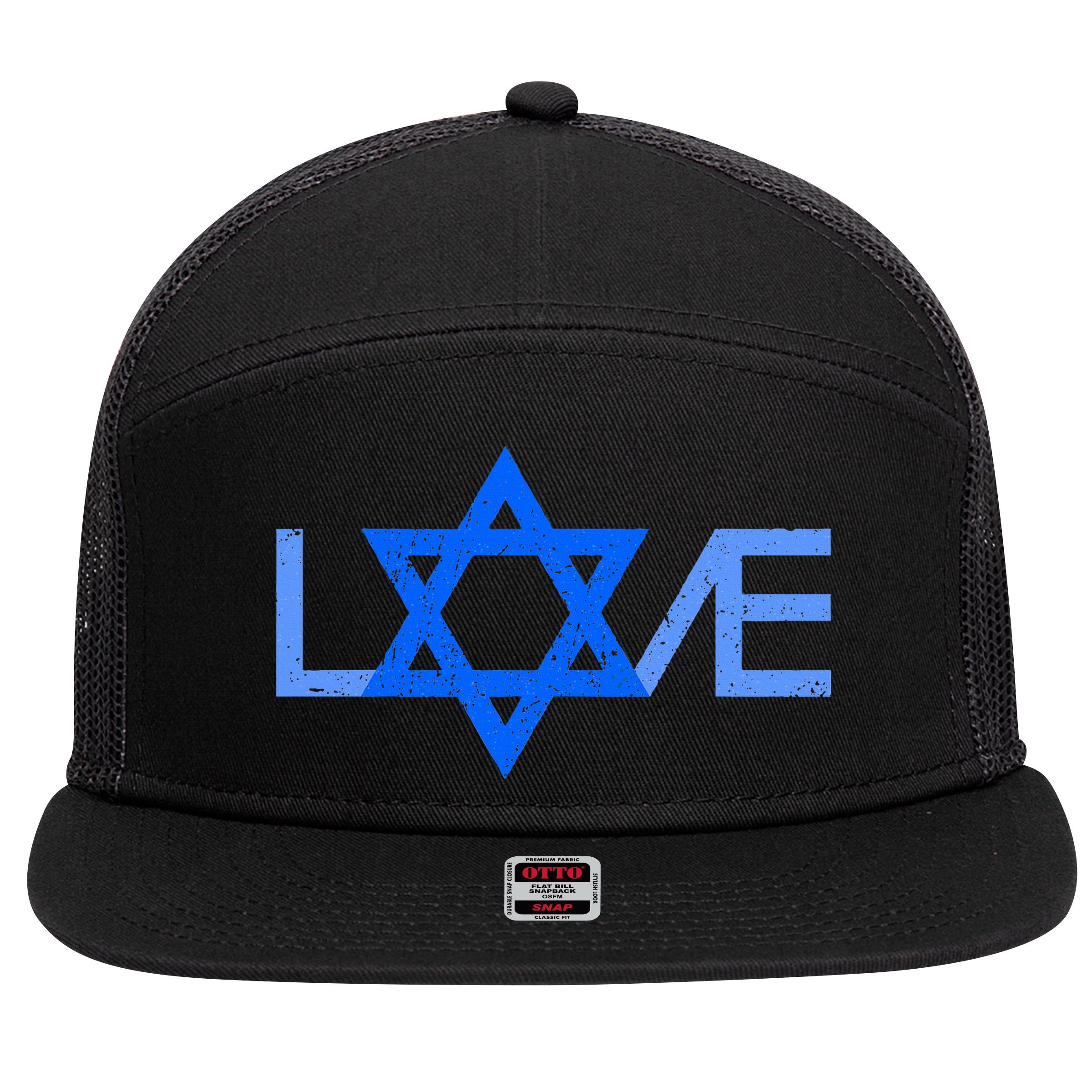 I Love Israel Jewish Star of David Gift for Jew Friend  7 Panel Mesh Trucker Snapback Hat