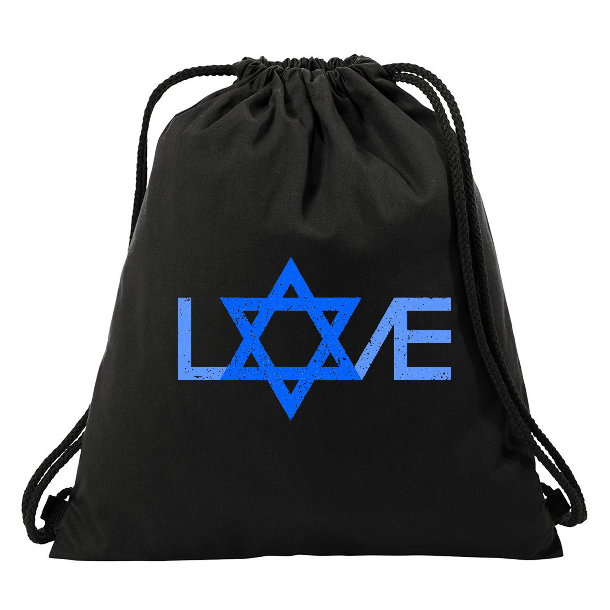 I Love Israel Jewish Star of David Gift for Jew Friend  Drawstring Bag