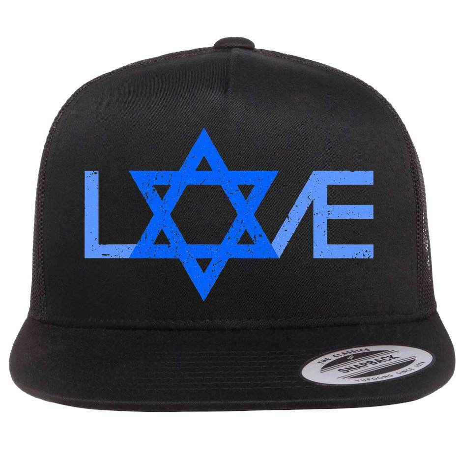 I Love Israel Jewish Star of David Gift for Jew Friend  Flat Bill Trucker Hat