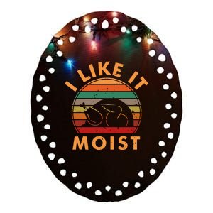 I Like It Moist Thanksgiving Turkey Leg Day Ceramic Oval Ornament