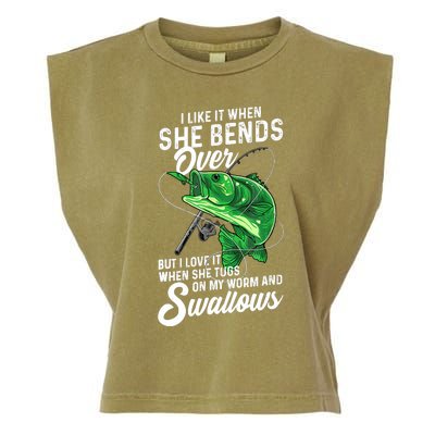 I Like It When She Bends Over Fishing Gifts Garment-Dyed Women's Muscle Tee