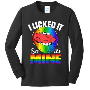 I Licked It So Its Mine Funny Rainbow Lips Lgbt Kids Long Sleeve Shirt