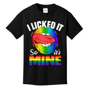 I Licked It So Its Mine Funny Rainbow Lips Lgbt Kids T-Shirt