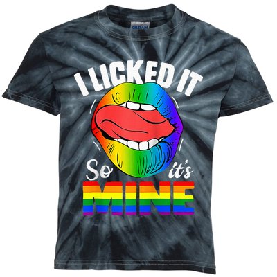 I Licked It So Its Mine Funny Rainbow Lips Lgbt Kids Tie-Dye T-Shirt