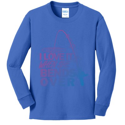 I Love It When She Bends Over Funny Fishing Gift Kids Long Sleeve Shirt