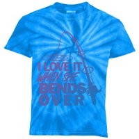 I Love It When She Bends Over Funny Fishing Gift Kids Tie-Dye T-Shirt