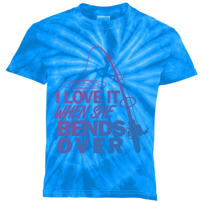 I Love It When She Bends Over Funny Fishing Gift Kids Tie-Dye T-Shirt