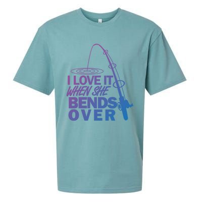 I Love It When She Bends Over Funny Fishing Gift Sueded Cloud Jersey T-Shirt