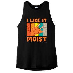 I Like It Moist Funny Thanksgiving Costume Turkey Leg Day Ladies PosiCharge Tri-Blend Wicking Tank