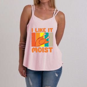 I Like It Moist Funny Thanksgiving Costume Turkey Leg Day Women's Strappy Tank