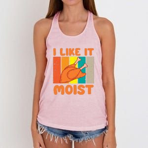 I Like It Moist Funny Thanksgiving Costume Turkey Leg Day Women's Knotted Racerback Tank