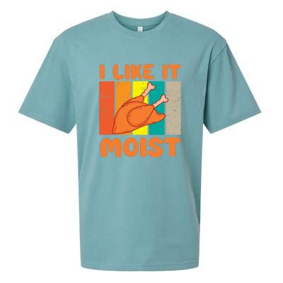 I Like It Moist Funny Thanksgiving Costume Turkey Leg Day Sueded Cloud Jersey T-Shirt