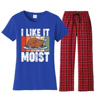 I Like It Moist Thanksgiving Costume Turkey Day Leg Day Gift Women's Flannel Pajama Set