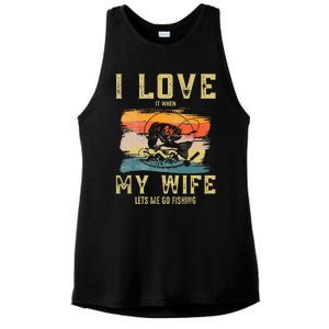 I Love It When My Wife Lets Me Go Fishing Funny Quotes Ladies PosiCharge Tri-Blend Wicking Tank