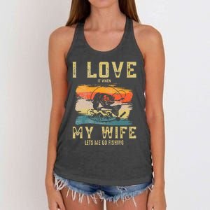 I Love It When My Wife Lets Me Go Fishing Funny Quotes Women's Knotted Racerback Tank