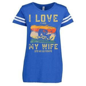 I Love It When My Wife Lets Me Go Fishing Funny Quotes Enza Ladies Jersey Football T-Shirt