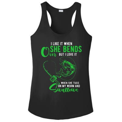 I Like It When She Bends Over Funny Fishing Adult Humor Ladies PosiCharge Competitor Racerback Tank