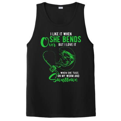 I Like It When She Bends Over Funny Fishing Adult Humor PosiCharge Competitor Tank