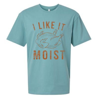 I Like It Moist Roasted Turkey Funny Thanksgiving Leg Day Sueded Cloud Jersey T-Shirt