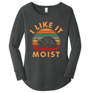 I LIKE IT MOIST Thanksgiving Costume Turkey Leg Day Women's Perfect Tri Tunic Long Sleeve Shirt