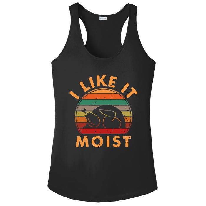 I LIKE IT MOIST Thanksgiving Costume Turkey Leg Day Ladies PosiCharge Competitor Racerback Tank