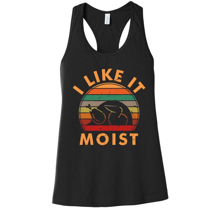 I LIKE IT MOIST Thanksgiving Costume Turkey Leg Day Women's Racerback Tank