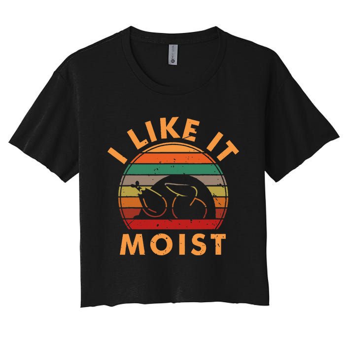 I LIKE IT MOIST Thanksgiving Costume Turkey Leg Day Women's Crop Top Tee