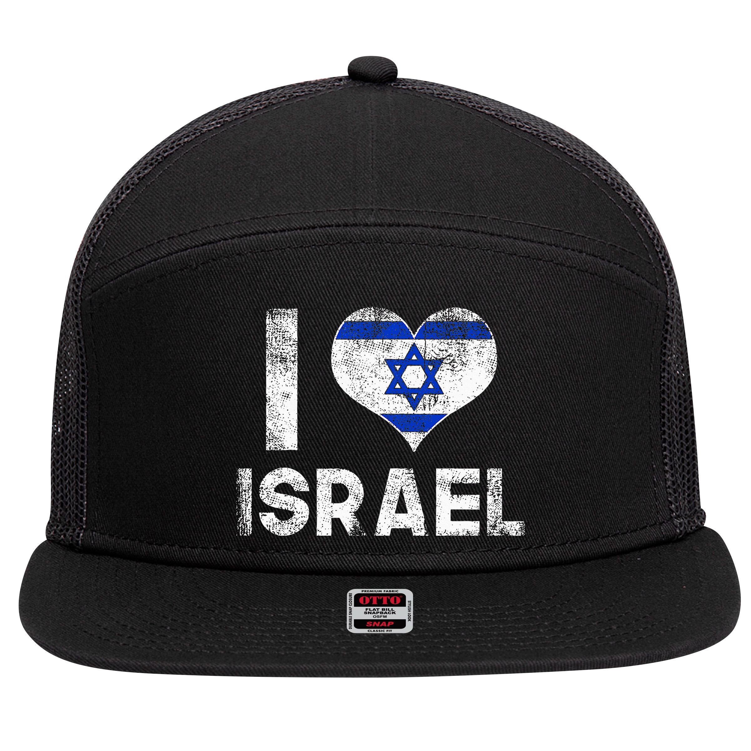 I Love Israel 7 Panel Mesh Trucker Snapback Hat