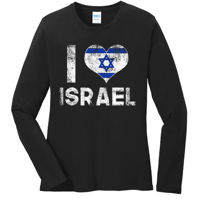 I Love Israel Ladies Long Sleeve Shirt