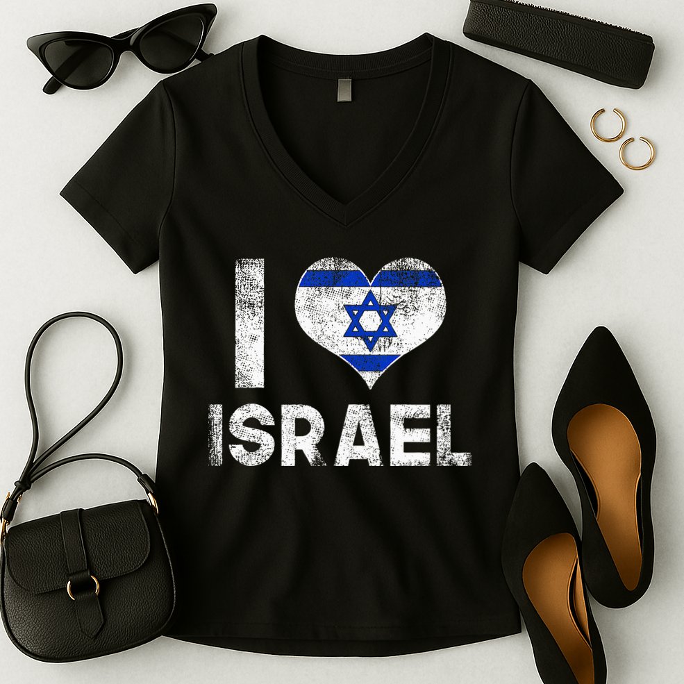 I Love Israel Women's V-Neck T-Shirt