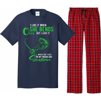 I Like It When She Bends Over Funny Fishing Adult Humor Pajama Set