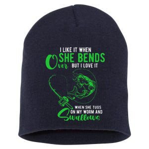 I Like It When She Bends Over Funny Fishing Adult Humor Short Acrylic Beanie