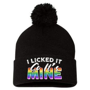 I Licked It So Its Mine Lgbt Pom Pom 12in Knit Beanie