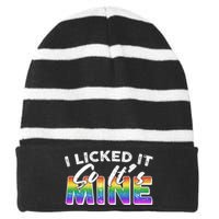 I Licked It So Its Mine Lgbt Striped Beanie with Solid Band