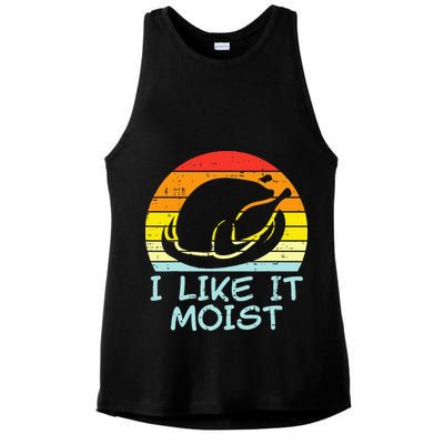 I Like It Moist Turkey Retro Funny Thanksgiving Ladies PosiCharge Tri-Blend Wicking Tank