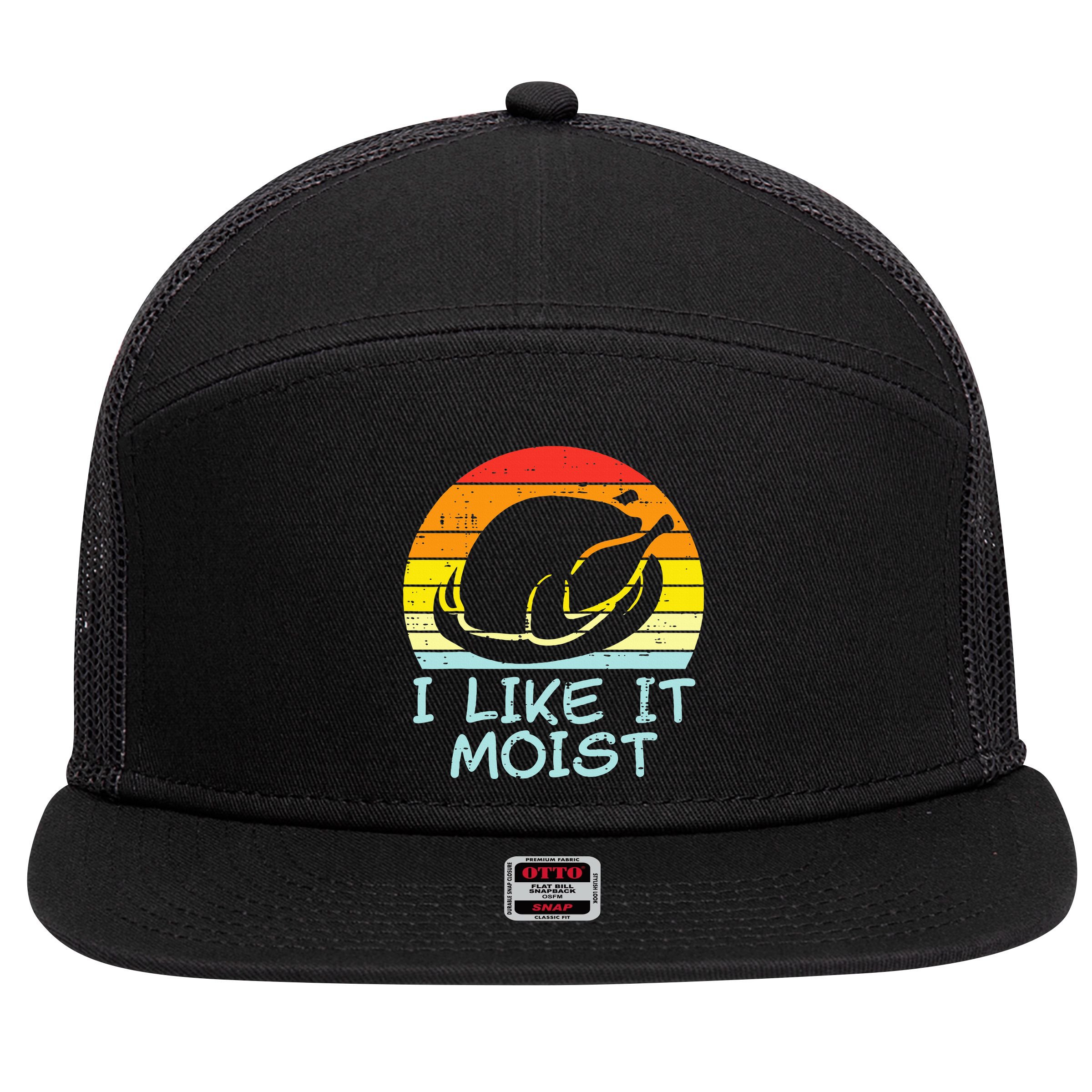 I Like It Moist Turkey Retro Funny Thanksgiving 7 Panel Mesh Trucker Snapback Hat
