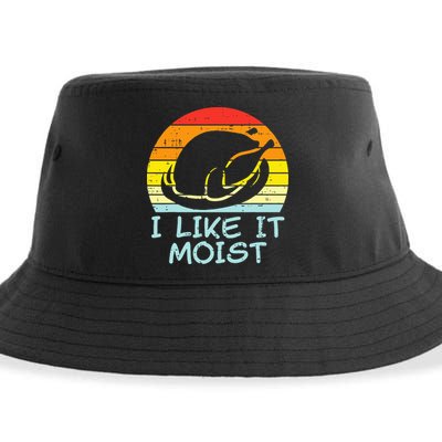I Like It Moist Turkey Retro Funny Thanksgiving Sustainable Bucket Hat