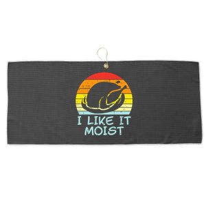 I Like It Moist Turkey Retro Funny Thanksgiving Large Microfiber Waffle Golf Towel