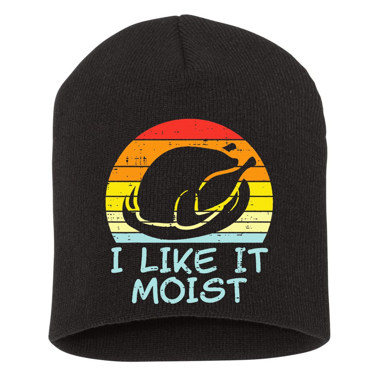 I Like It Moist Turkey Retro Funny Thanksgiving Short Acrylic Beanie