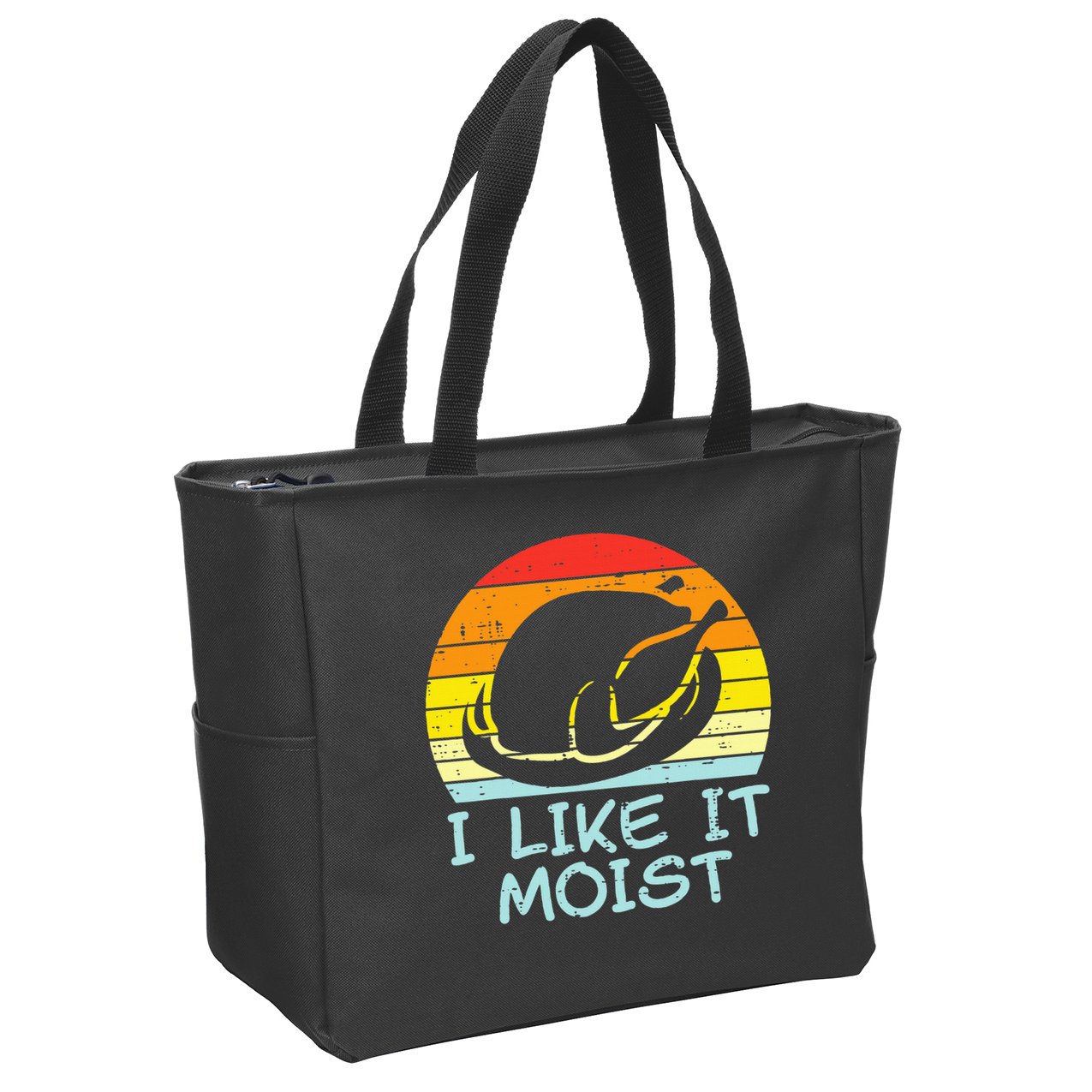 I Like It Moist Turkey Retro Funny Thanksgiving Zip Tote Bag