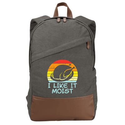 I Like It Moist Turkey Retro Funny Thanksgiving Cotton Canvas Backpack