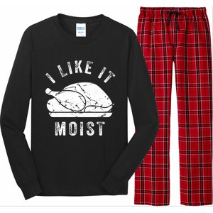 I Like It Moist Funny Thanksgiving Turkey Leg Day Retro Gift Long Sleeve Pajama Set