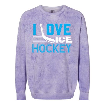 I Love Ice Hockey Simple Meaningful Gift For Players And Coaches Colorblast Crewneck Sweatshirt